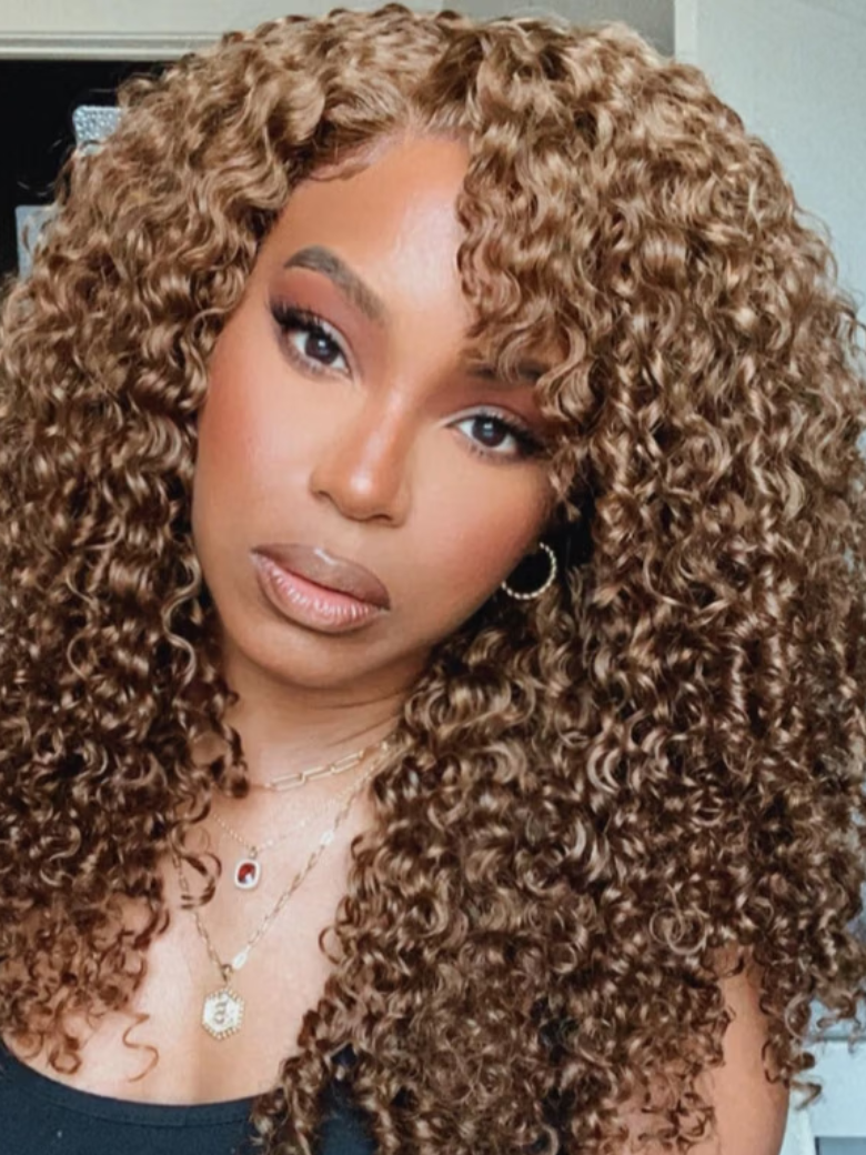 24 Inches Chocolate Brown Hair Color 13x4 Lace Front Wig Curly Hair Pre Plucked Wig