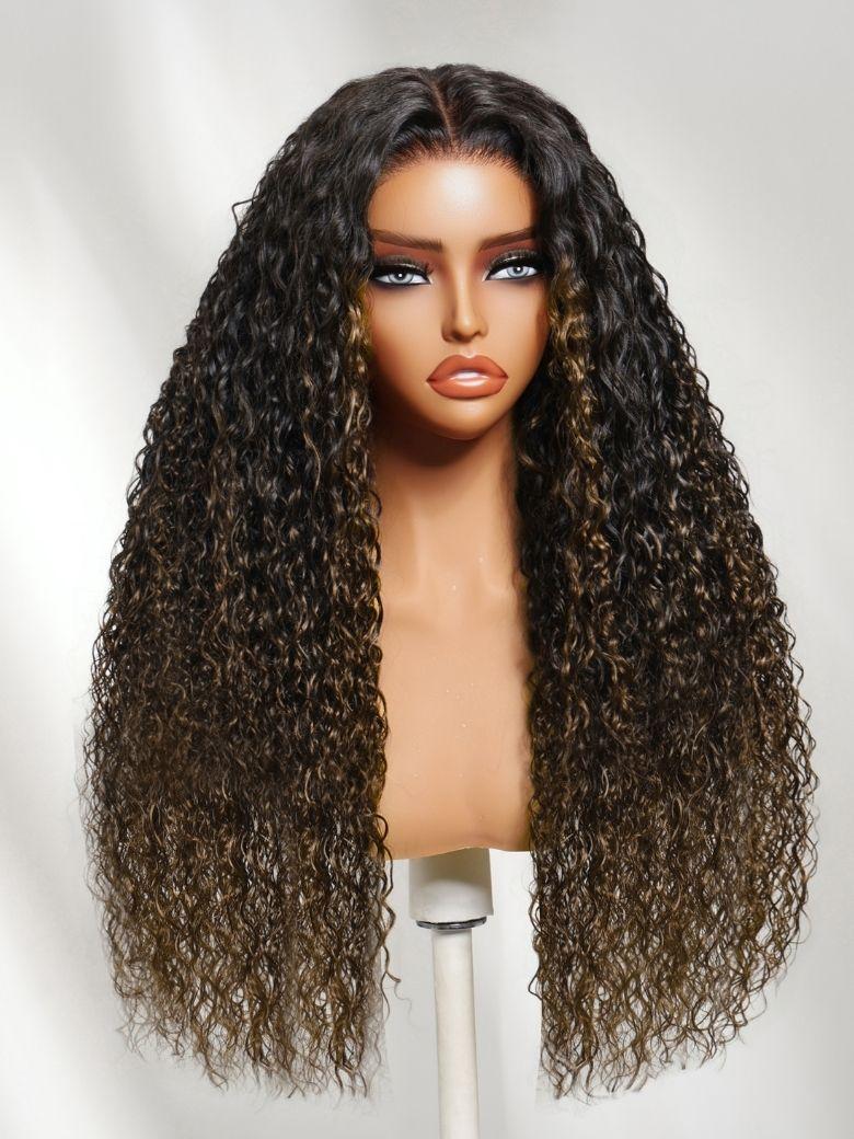 7x5 Bye Bye Knots & 13x4 Pre-Everything? Lace Frontal Natural Black Water Wave Curly Drawstring No Baby Hair