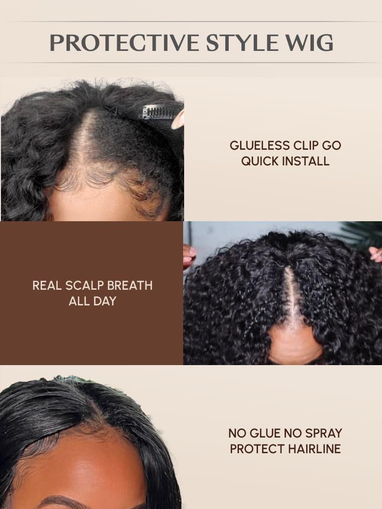 Beginner Friendly V Part Kinky Curly Wig