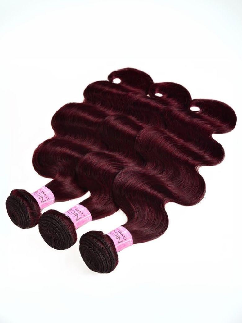 Pure Color Virgin Hair Body Wave 3 Bundles Burgundy Hair Weave Bundles #99j Colored Hair Icenu Series
