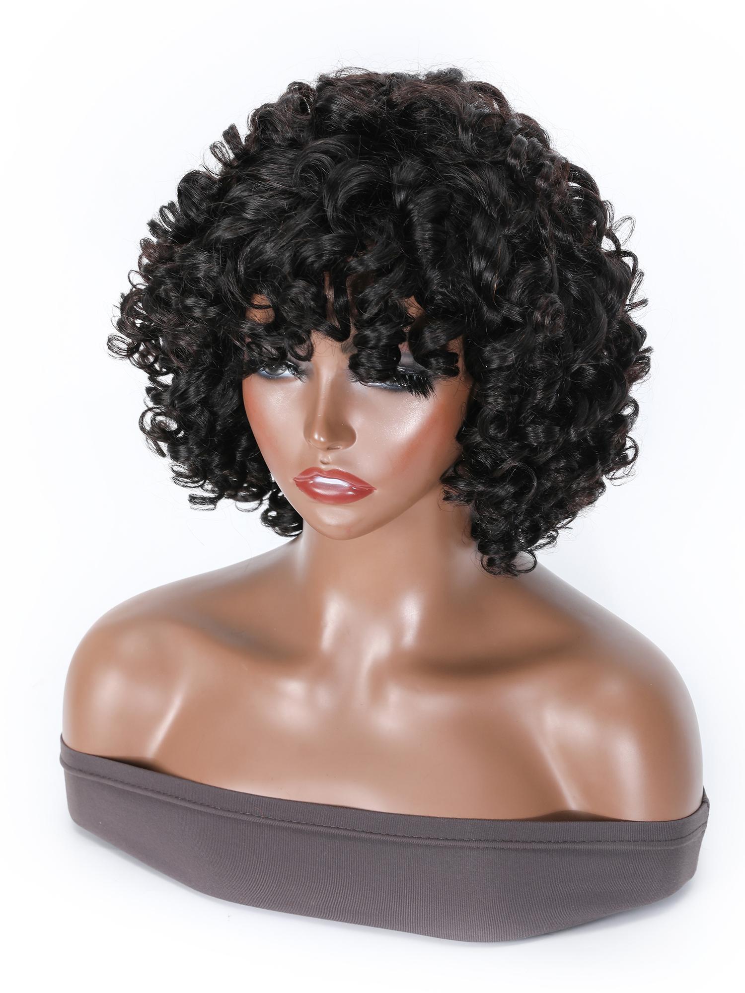 Gorgeous Loose Bouncy Curly Glueless Wig Short Bob Style For Women 10 Inch
