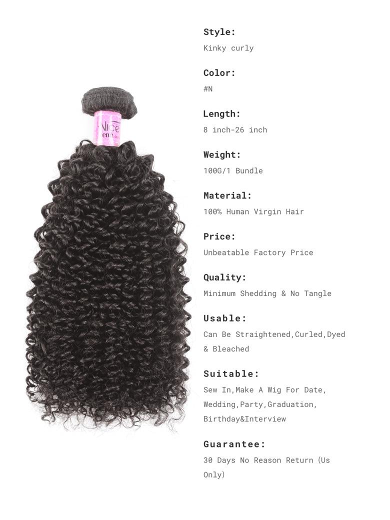 Hair 100% Virgin Human Hair Kinky Curly Hair 3 Bundles