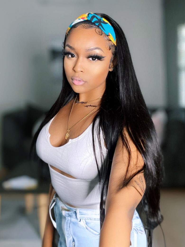 Straight Human Hair Wig Glueless Wig Virgin Hair Machine Made Headband Wig 150% Density