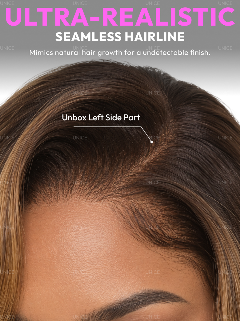 7x5 & 13x4 Pre-Everything? Lace Frontal Brown With Honey Blonde Face-Framing Highlights Wavy Bob Glueless Drawstring Wig Secure Fit