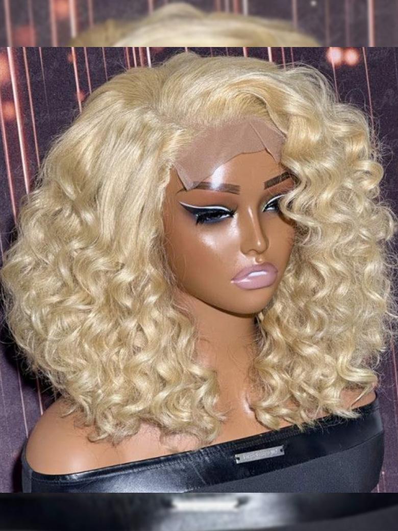 13x4 Lace Front Blonde Water Wave Wig With Natural Hairline Baby Hair