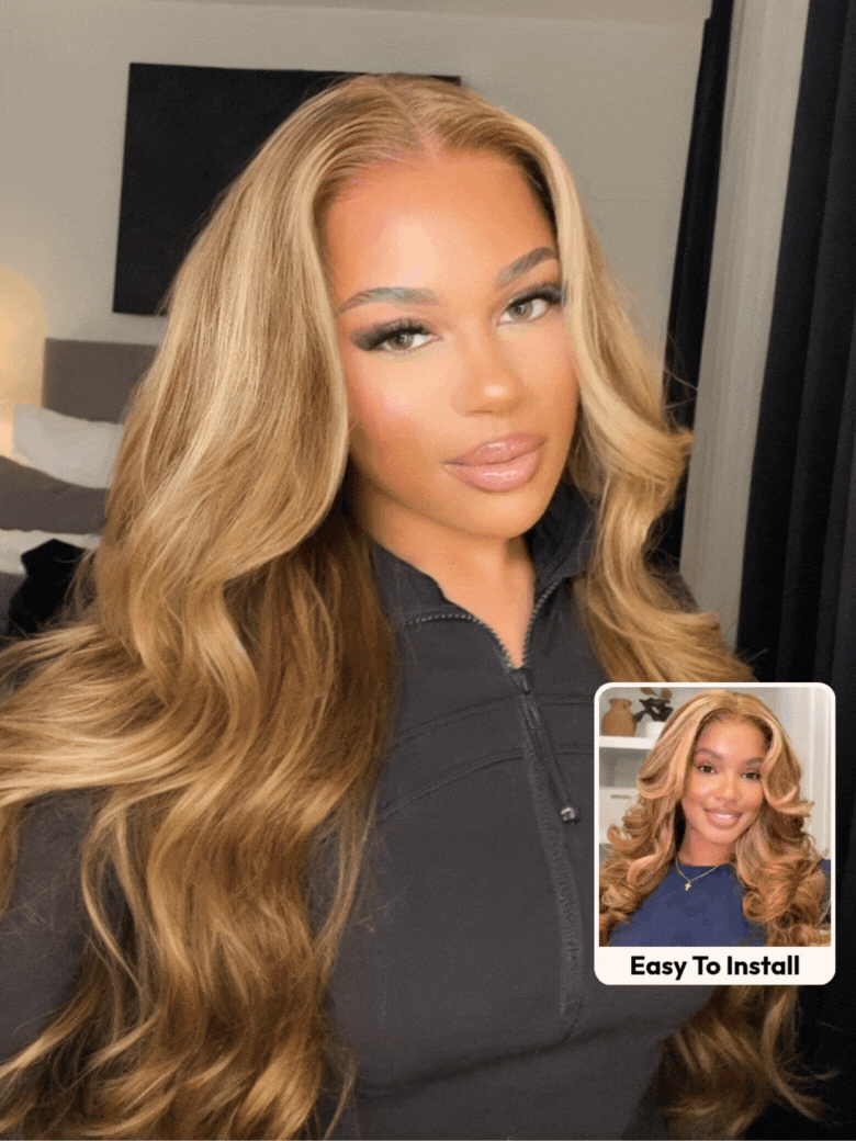 Bye-Bye Knots Wig Pre-Cut 7x5 Glueless Lace & 13x4 Pre Everything Honey Blonde Body Wave Drawstring Wig