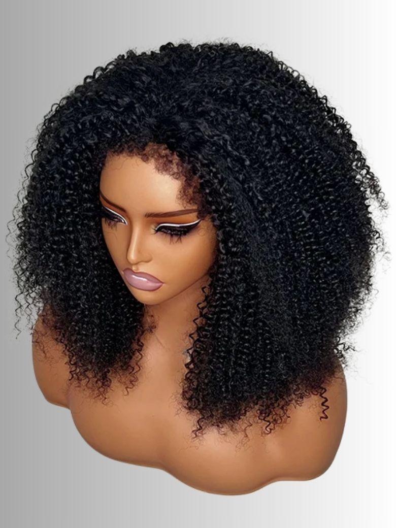 EasiContour? V Part Minimal Glueless Curly Glueless Wig With Invisi Drawstring 100% Human Hair 150% Density