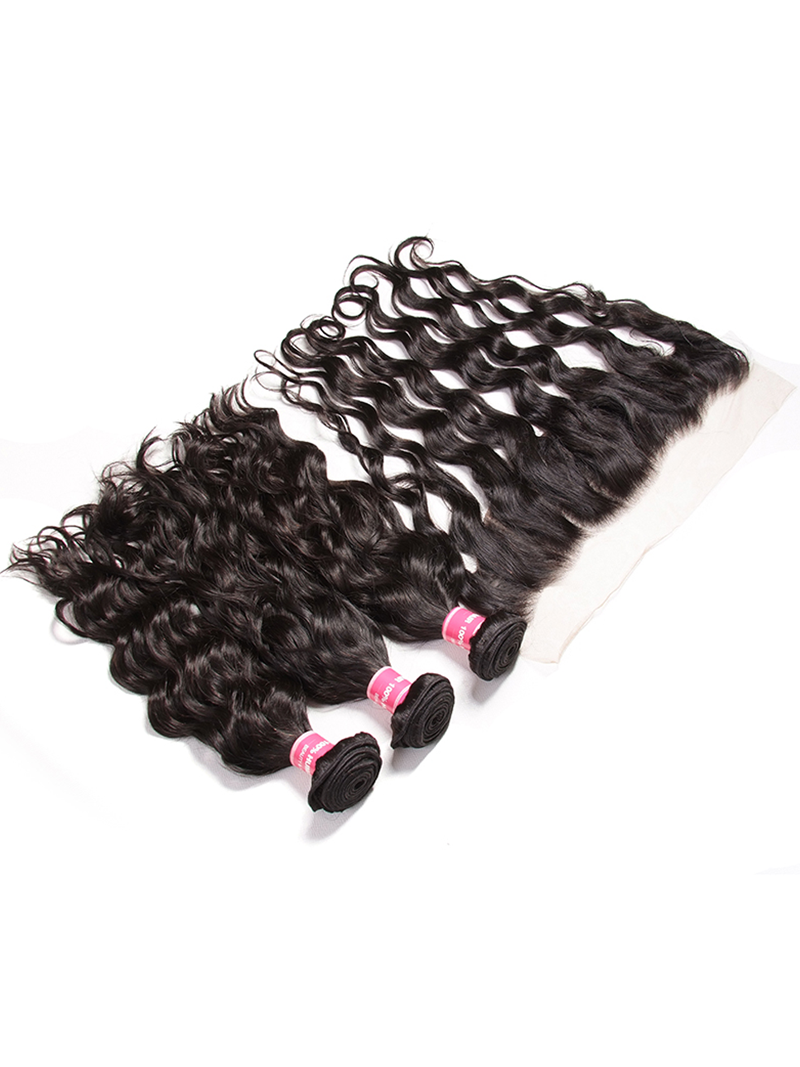 Hair 3 Bundles Natural Wave Hair With 13x4 Lace Frontal