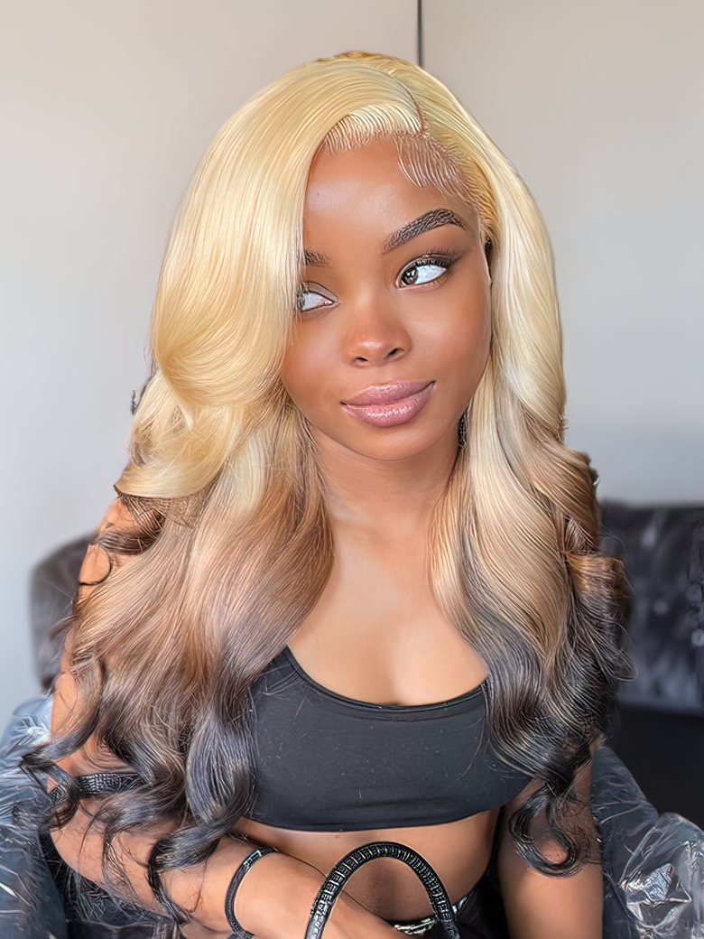 180% Density 13x4 Lace Frontal Volume 613 Blonde Body Wave Human Hair Lace Front Wig