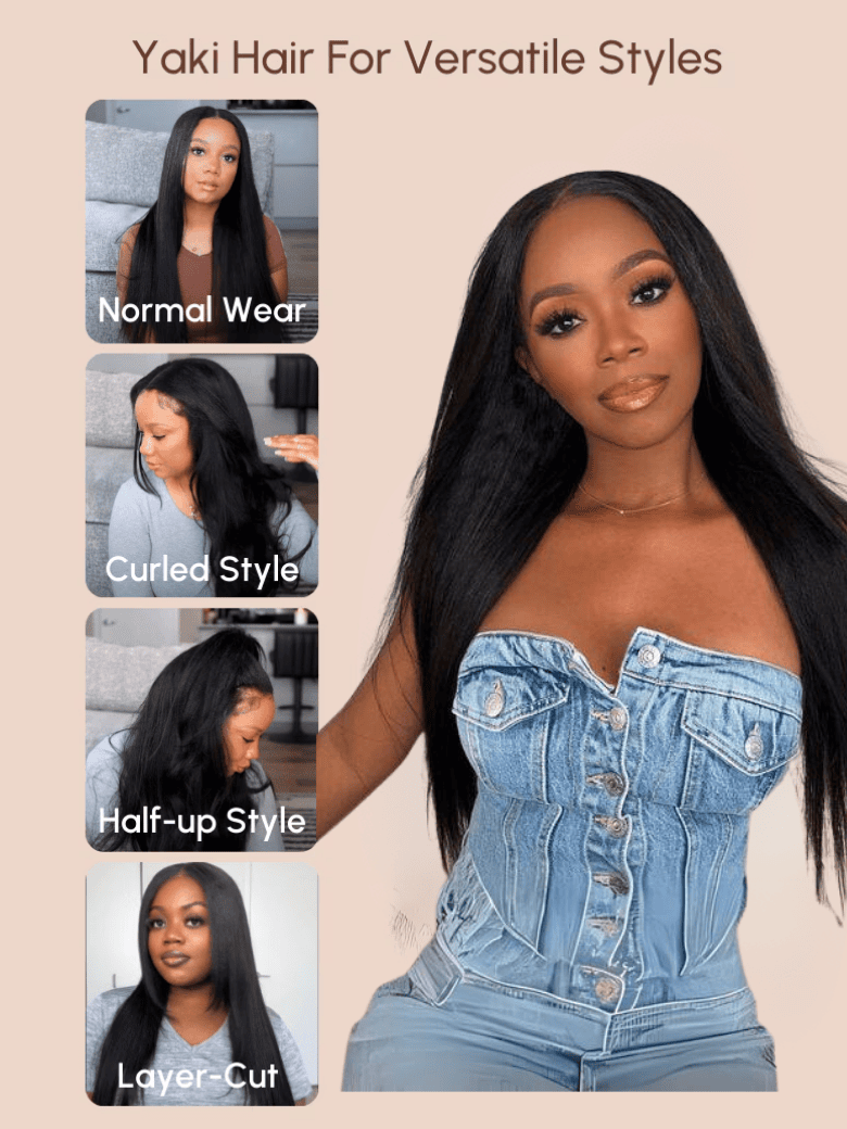 EasiContour V Part Glueless Yaki Wig 150% Density
