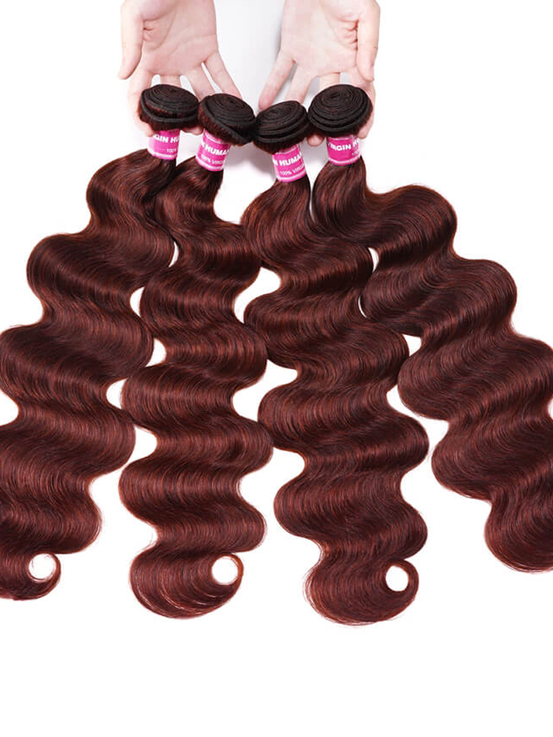 Vibrant Reddish Brown Body Wave 4Pcs 100% Remy Human Hair Bundles Deal