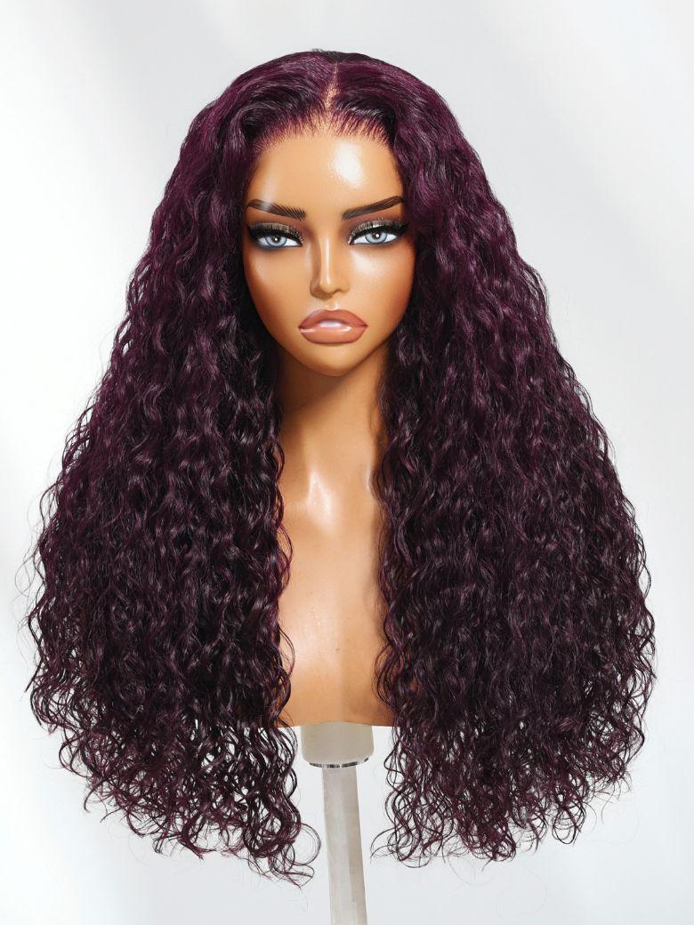 13x4 Pre-Everything? Lace Frontal Chestnut Brown Water Wave Glueless Drawstring Wig
