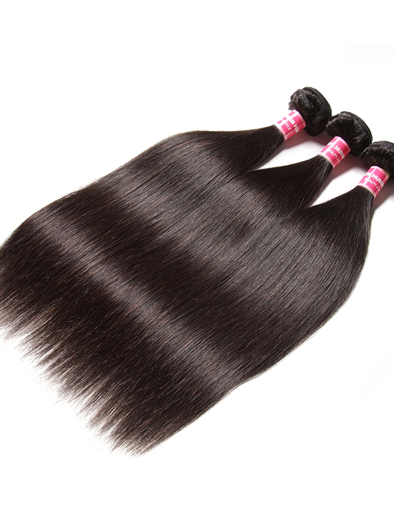 Hair 3 Bundles Peruvian Straight Hair Weft With HD Closure