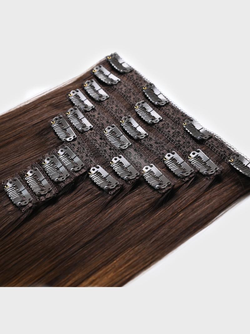 Dark & Chestnut Brown Human Hair Clip In Extension