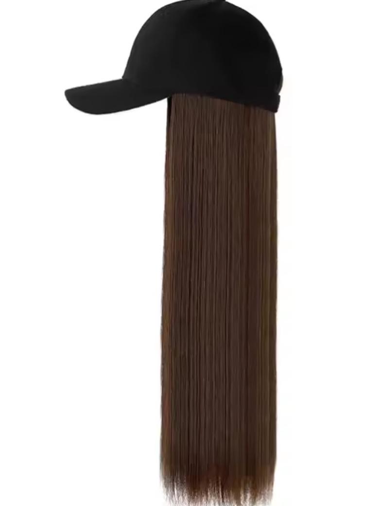 Black Straight Baseball Hat Glueless Wig