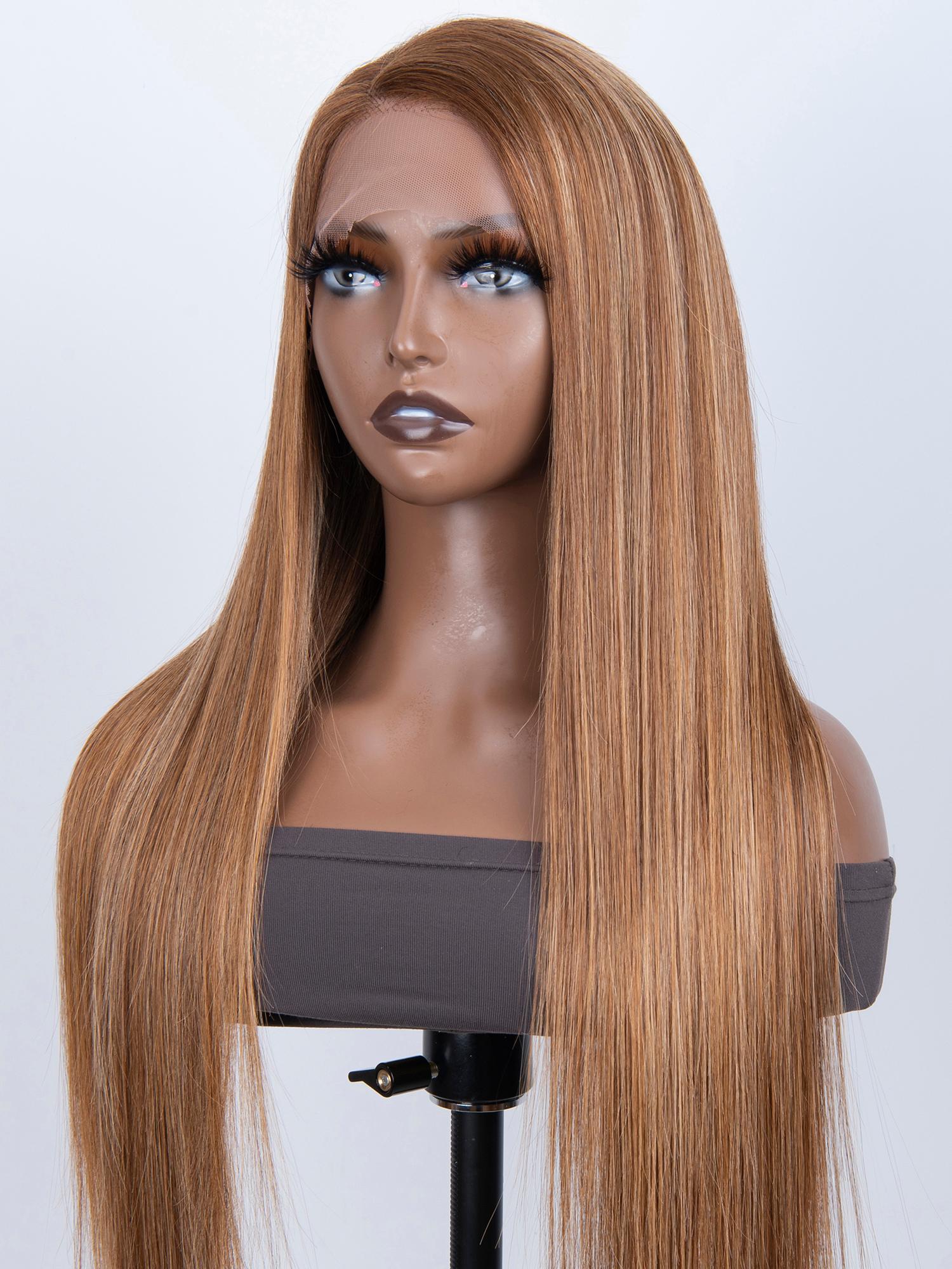Tatiana Approved 13x4 Lace Front Toffee Brown Piano Highlights Straight Wig