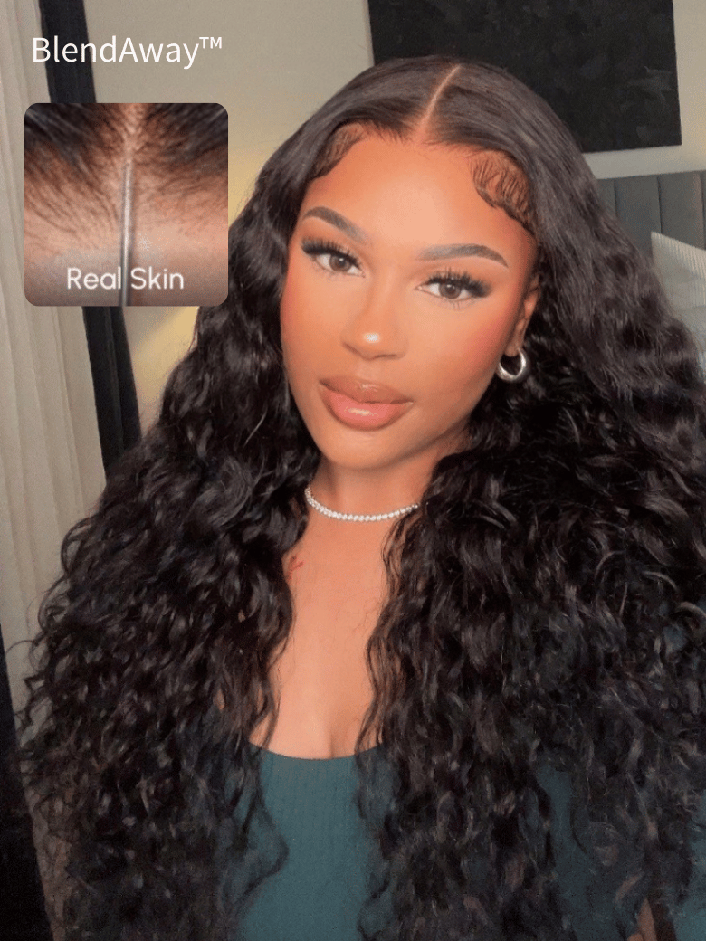 5x5 & 7x5 Thin HD BlendAway Lace Closure Glueless Water Wave Wig with Bleached Knots Match All Skin Tones