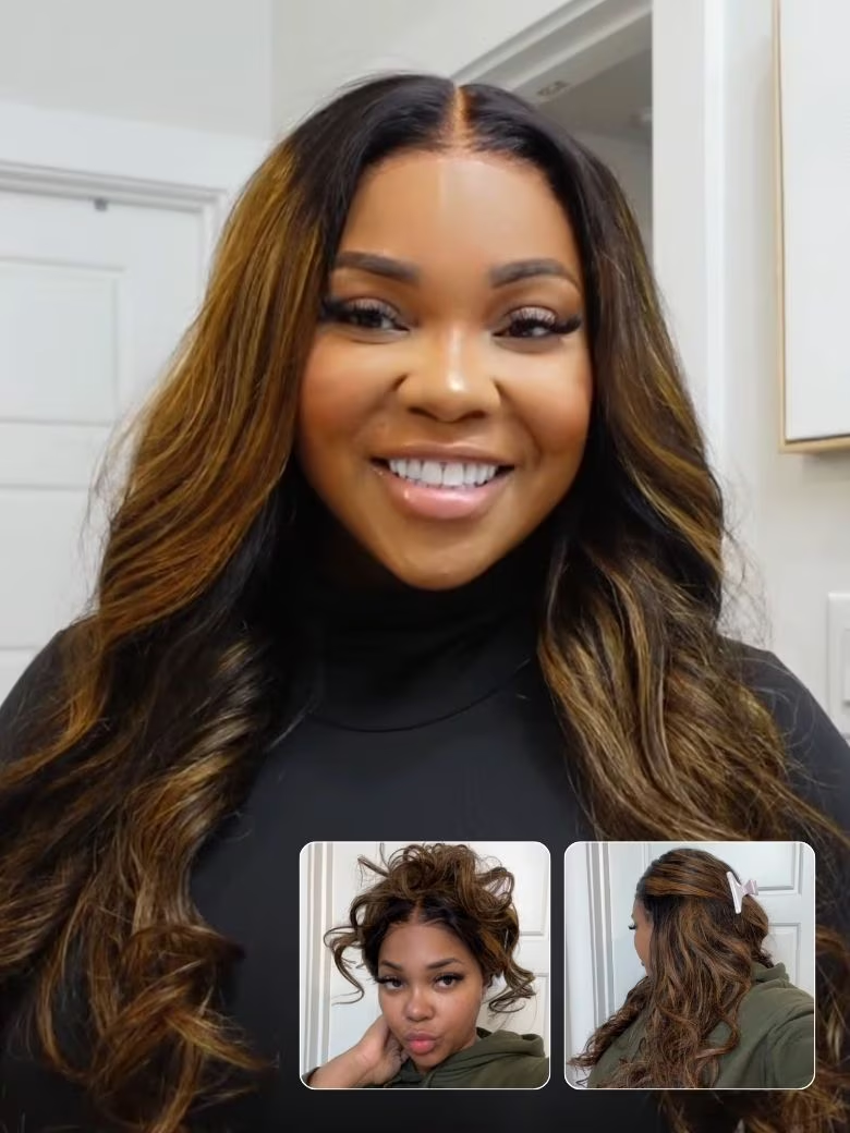 Balayage 13x5 Lace Wig Body Wave Wig Shadow Root Blonde Highlight 150% Density
