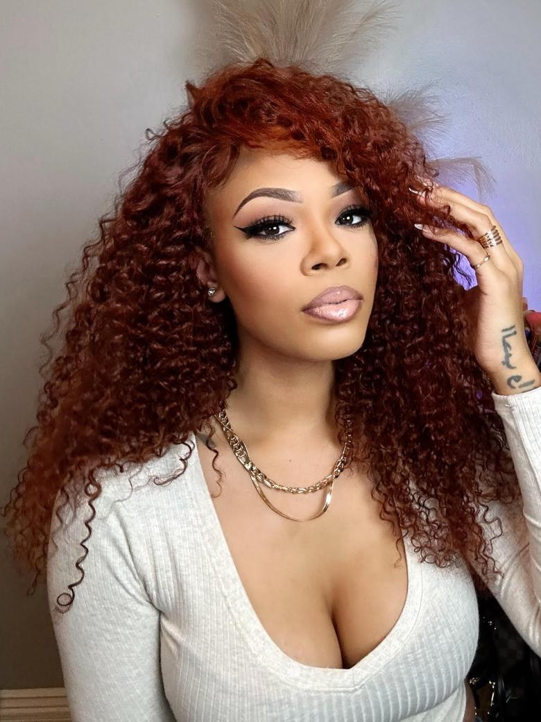 Real Ear To Ear Super Secure 13x4 Lace Frontal Reddish Brown Jerry Curly Pre-Everything Wig