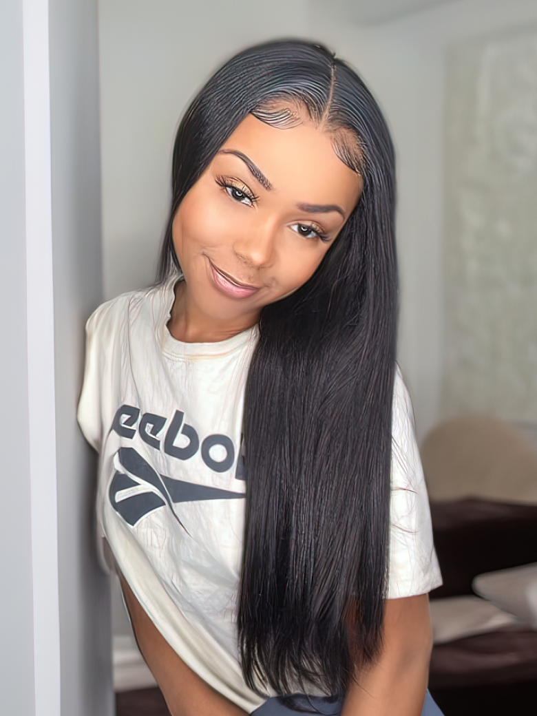 Natural Color 13x6 Straight Lace Front Wigs Human Hair 150% Density Brazilian Human Hair Wig with Baby Hair Pre Plucked Natural Hairline Wigs