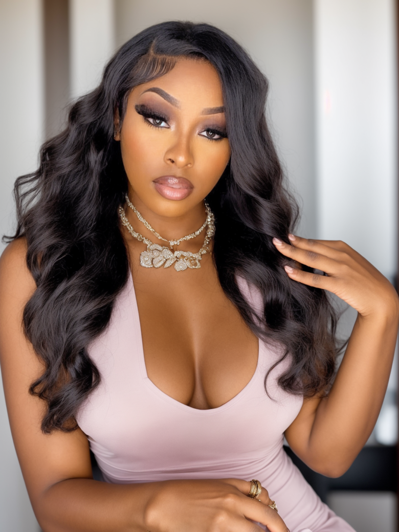 5x5 HD Pre Cut Lace Put On And Go Glueless 0 Skill Needed Body Wave Black Air Wig