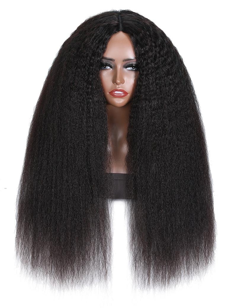 Beginner Friendly Hand-Tied V Part Kinky Hair Straight Wig Upgrade U Part Human Hair Wig