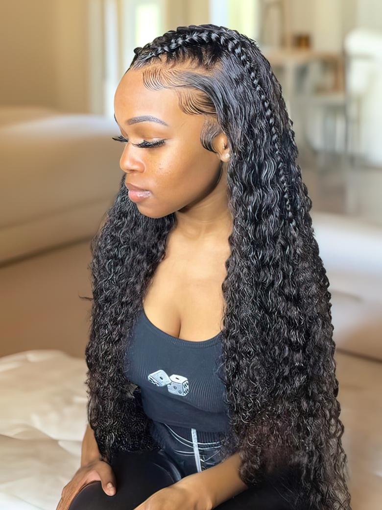 Hair Latest Fabulous Charming Middle Part Water Wave Lace Front Wigs 100% Human Hair