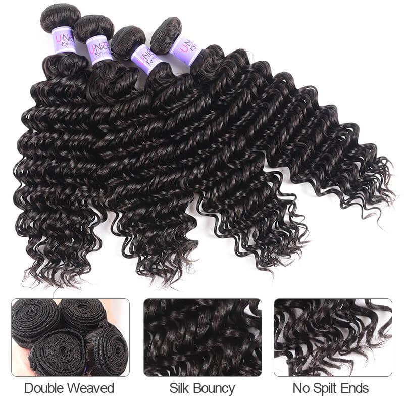 Peruvian 4 Bundles Deep Wave Virgin Hair With Lace Closure Kysiss Series