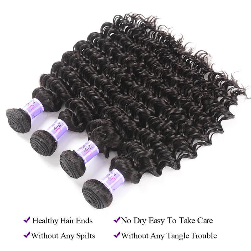 Quality Brazilian Deep Wave Virgin Hair 4 Bundles With Closure Kysiss Series