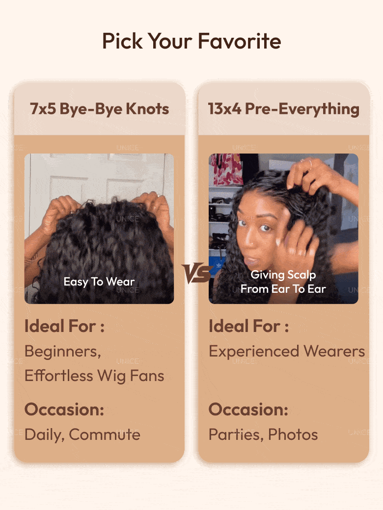7x5 Bye Bye Knots & 13x4 Pre-Everything? Lace Frontal Natural Black Bouncy Water Wave Curly Invisi Drawstring No Baby Hair