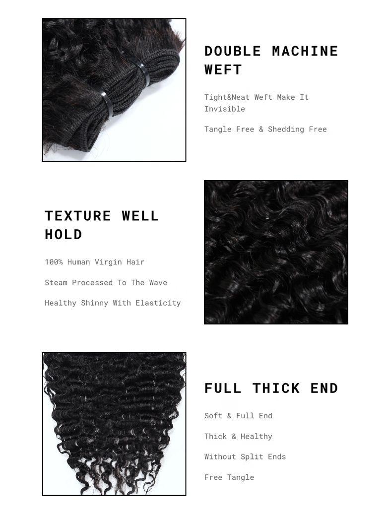 3 Pcs/Pack Messy Curly Human Hair 3 Bundles Indian Deep Curly Texture