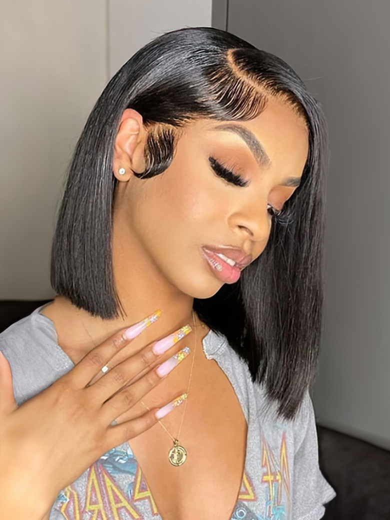 HD Lace 5x5 Closure Bob Glueless Wig Pre-Plucked and Bleached Ready To Wear