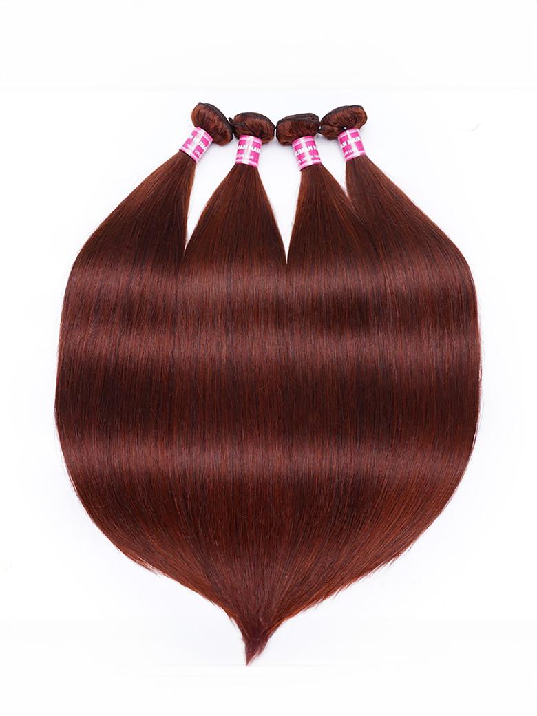 Vibrant Reddish Brown Silky Straight 4Pcs 100% Remy Human Hair Bundles Deal