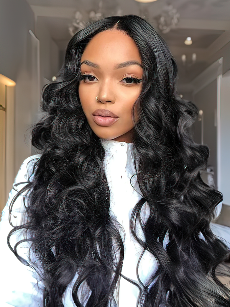250% High Density Body Wave U Part Human Hair Sew In Wig
