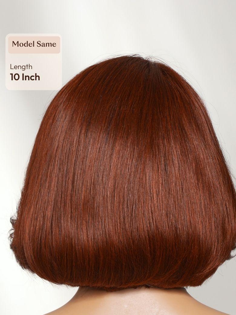 7x5 Bye Bye Slip? Lace Copper Auburn Side Part Blowout Bob Glueless Wig with Invisi Drawstring