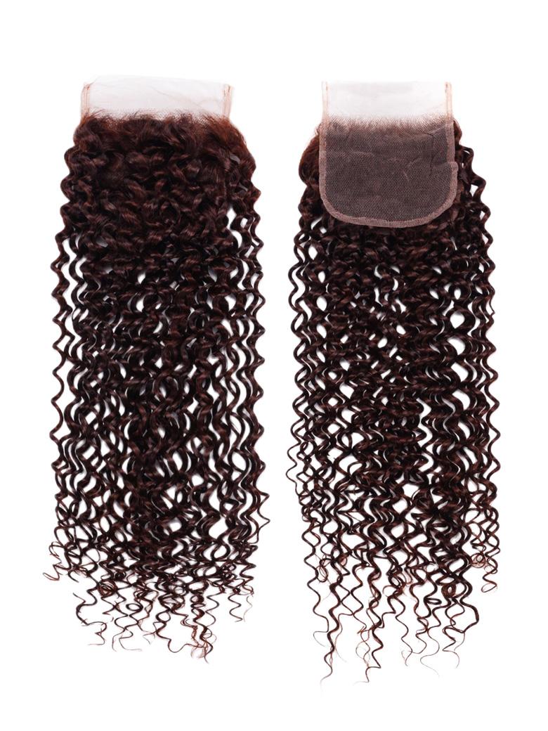 Dark Auburn Jerry Curl Remy Human Hair 3 Bundles With Closure Deal
