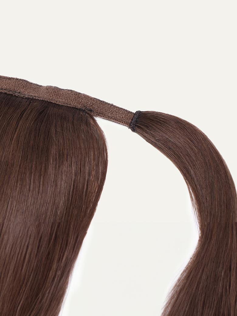 Dark Brown Clip In Ponytail Straight Human Hair Extension