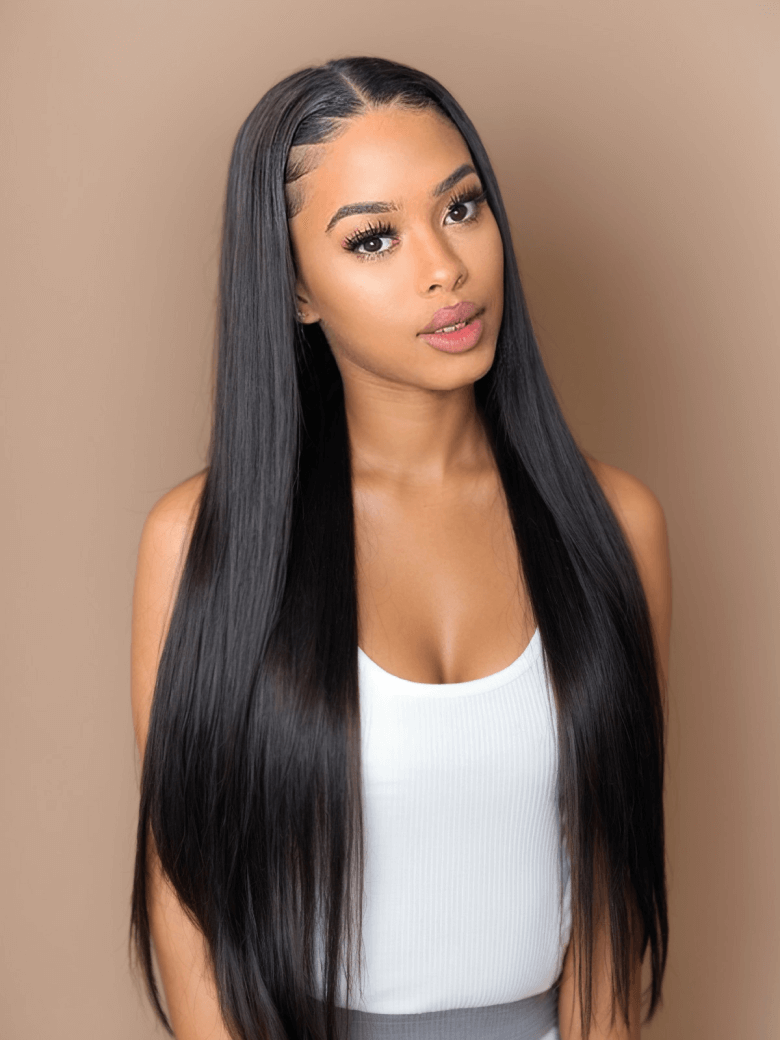 Put On And Go 6x4.5 Pre Cut Lace Straight Black Put On And Go Glueless Air Wig