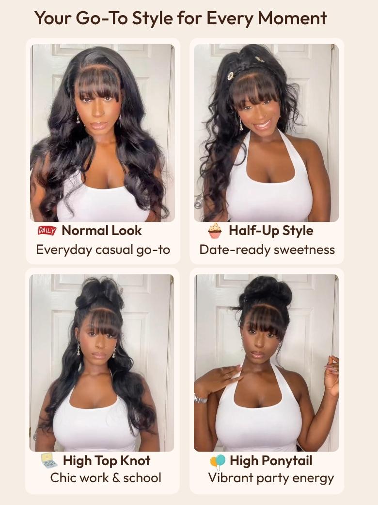 13x4 Pre-Everything? Side-Part Fluffy Loose Wave Wig With Wispy Air Bangs