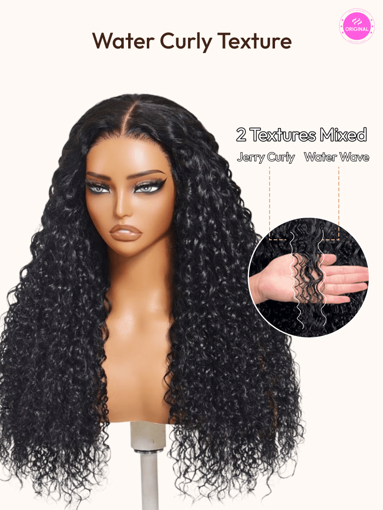 7x5 Bye-Bye Knots? & 13x4 Pre-Everything? Pull And Go Wig Glueless Wet & Wavy Water Wave With Invisi Drawstring With Free Baby Hair