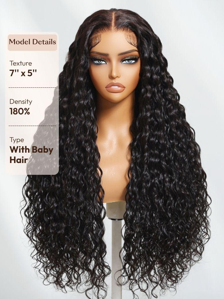 7x5 Bye-Bye Knots? Wig Quick Glueless Wet & Wavy Water Wave Invisible Knots Wig