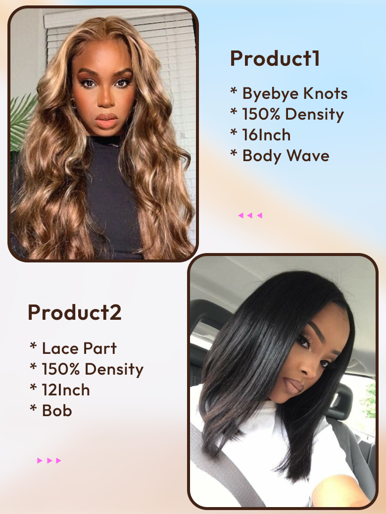 2 Wigs $153 for 13x4 Pre-Everything Curly Wig8" and 180% Density 8" 13x4 Lace Front Curly Bob Wig