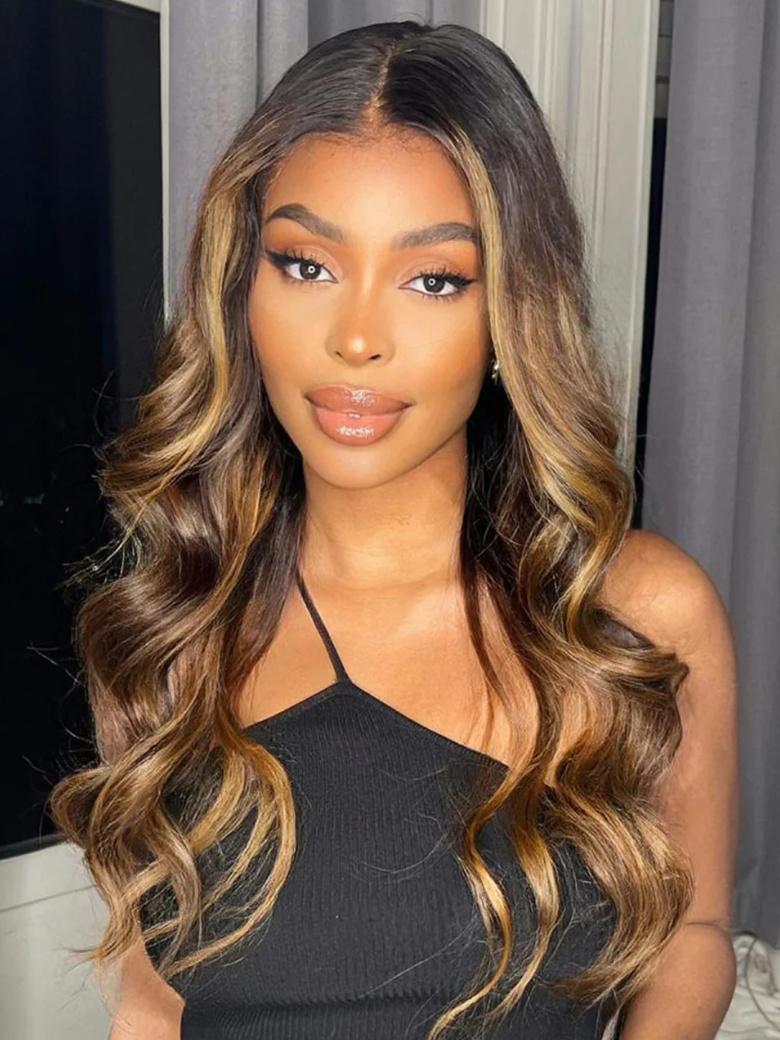 Classic Brown Highlight 4Pcs Human Hair Body Wave Bundles