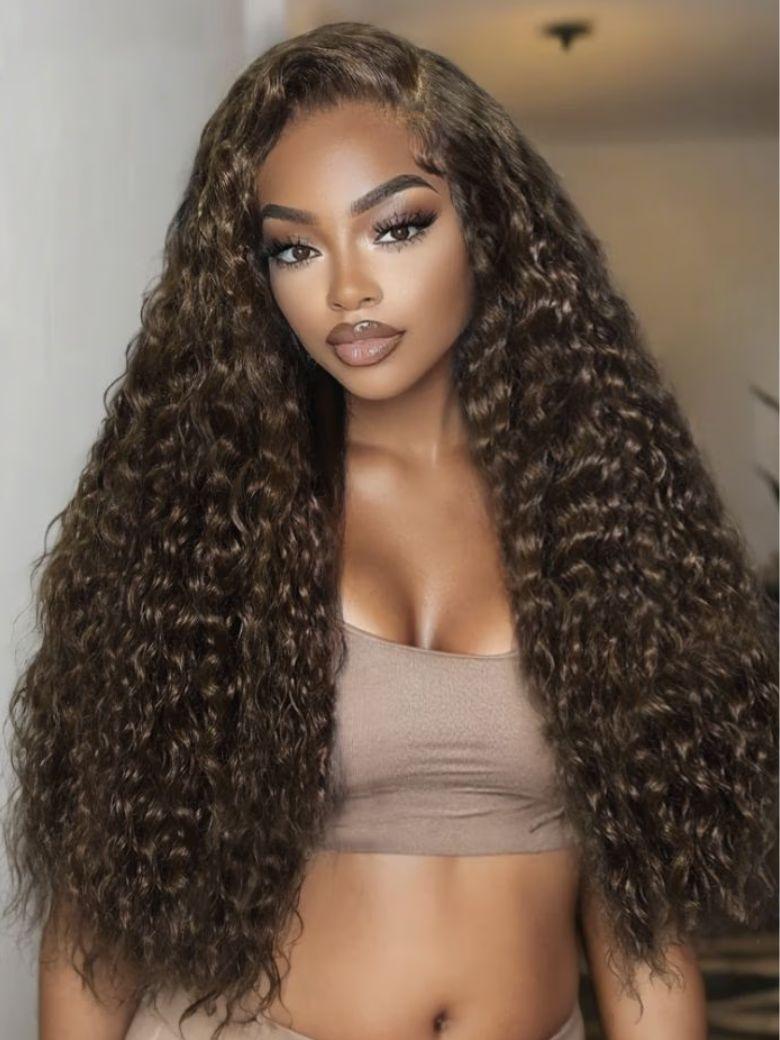 13x4 Pre-Everything? Lace Frontal Black Side Part Layered Straight Drawstring Wig With Side-Swept Bangs