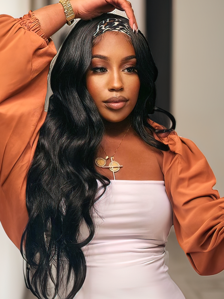 New Body Wave Headband Wig Natural Color 100% Virgin Human Hair