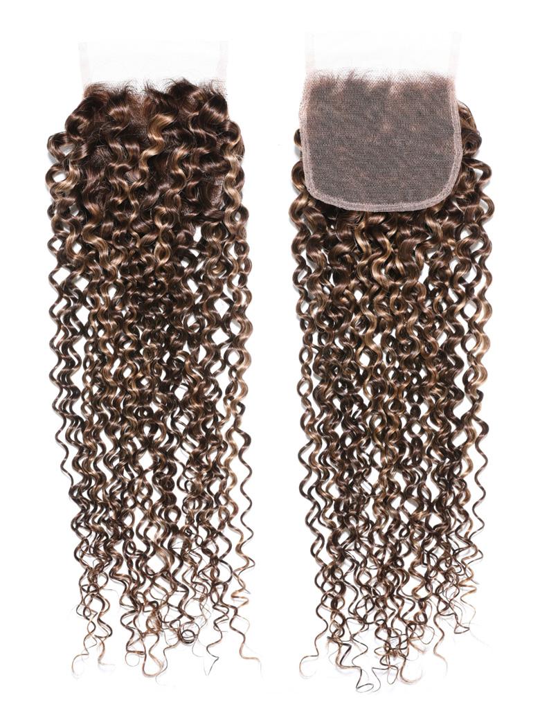 Honey Blonde Piano Highlighted Jerry Curly 3Pcs Bundles With Closure Deal