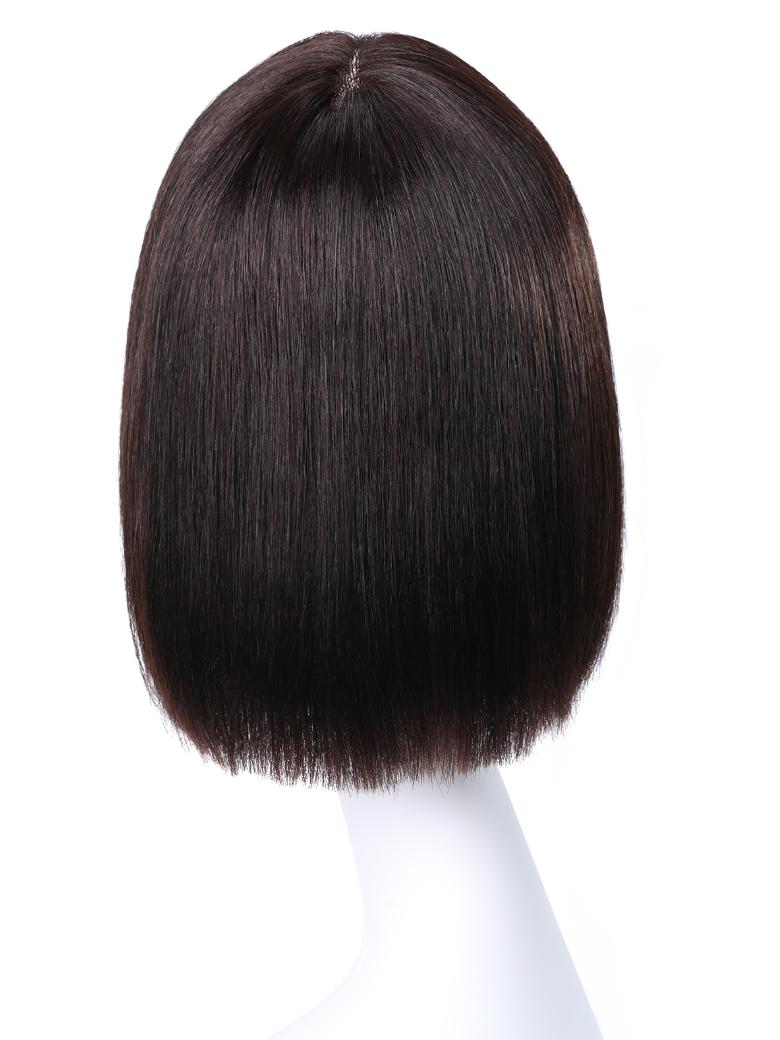 10-Inch Off Black Straight Bob Wig With Bangs