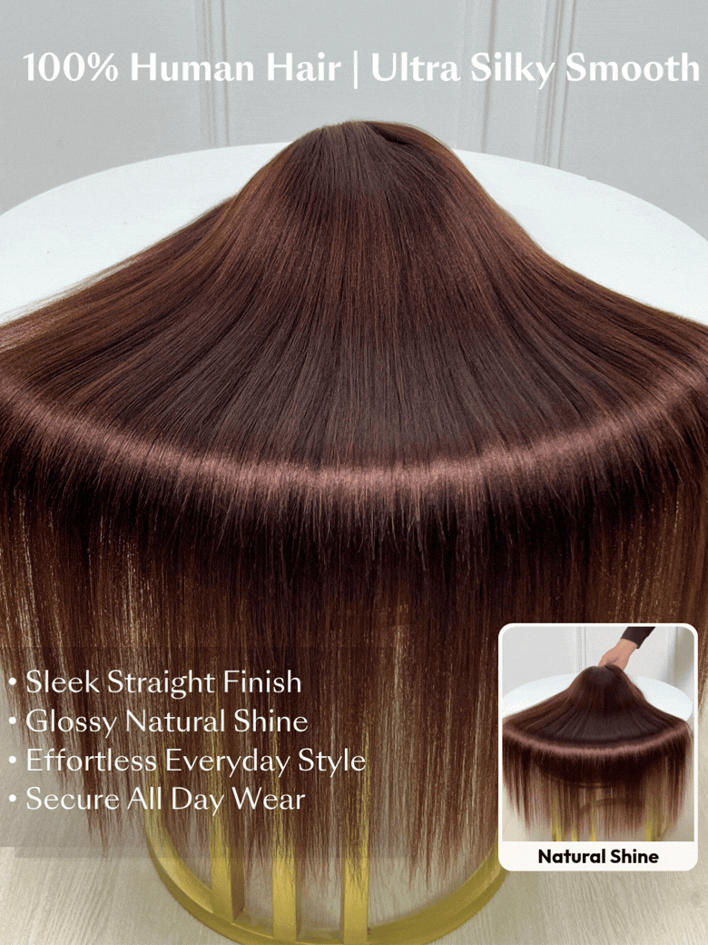 7x5 Bye Bye Slip? Lace Auburn/Red Brown Yaki Straight Wig with Invisi Drawstring