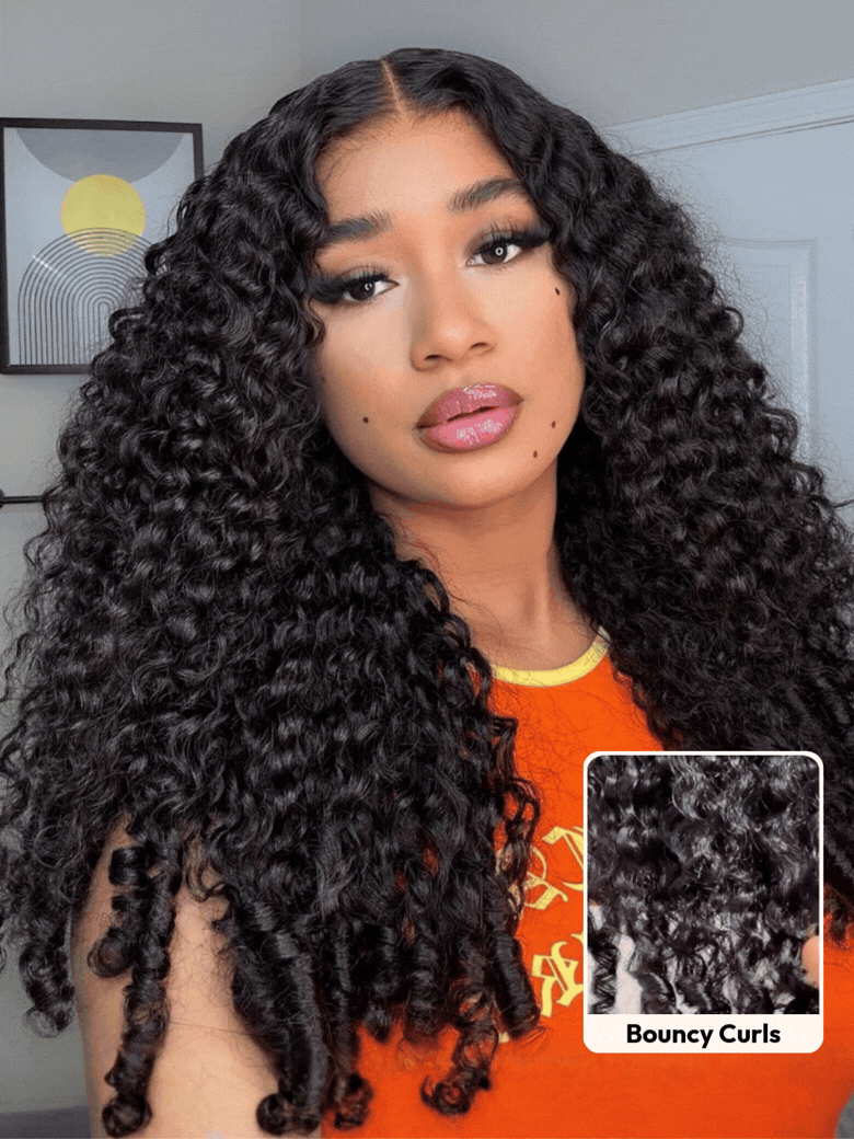 13x4 Pre-Everything? No Slip Lace Frontal Natural Black Burmese Curly Wig with Finger Coily Ends