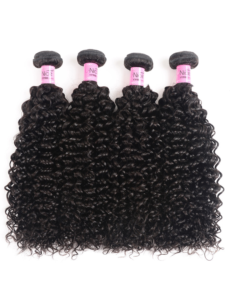 Hair 4 Bundles Brazilian Virgin Jerry Curly Hair With Lace Closure